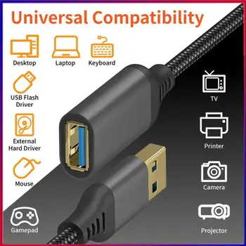 0.5/1/2/ удлинитель USB 3.0 длиной 3 м, кабель для передачи данных от мужчины к женщине со скоростью передачи данных 5 Гбит/с, Плетеный USB-удлинитель для клавиатуры/мыши