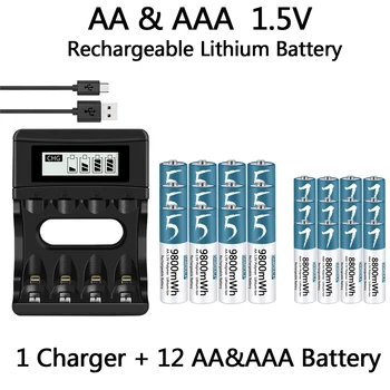 100% Оригинальный аккумулятор AA/ AAA 1,5 В полимерный литий-ионный аккумулятор 1,5 В AA/ AAA Аккумулятор с USB-зарядным устройством