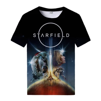 2023 Game Starfield Модная мужская футболка с коротким рукавом и круглым вырезом, топ с 3D принтом, летняя мужская одежда в стиле харадзюку