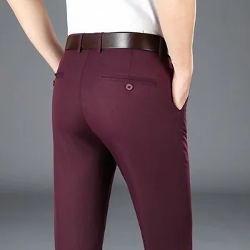 2023 Мужская Весенне-летняя мода Деловые Повседневные Длинные брюки, костюмные брюки, мужские эластичные Прямые Официальные брюки плюс Большой размер