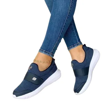2023 Новая женская вулканизированная обувь, дышащие сетчатые трикотажные кроссовки, Удобная легкая вулканизированная обувь