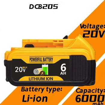 2023 Обновите 20V 4.0Ah 5.0Ah 6.0Ah DCB200 Для замены литий-ионных аккумуляторов Для электроинструментов Dewalt MAX XRDCB205 DCB201D DCB203.