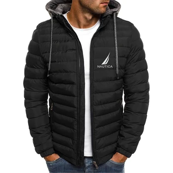 23 брендовая пуховая куртка NAUTICA, мужской съемный капюшон, плотный шерстяной свитер, капюшон с завязками, зимняя плотная теплая хлопковая куртка