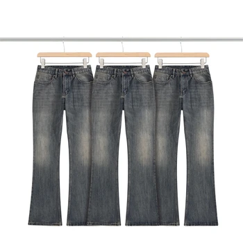 23SS High Street Бамбуковые джинсы в рубчик Для мужчин и женщин лучшего качества, выстиранные джинсовые брюки оверсайз Mon Compte