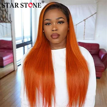 30 32 дюймов 13x4 Рыжий парик с кружевом спереди из человеческих волос для женщин Оранжевый Рыжий Парик из человеческих волос Прямой Парик с кружевом спереди из человеческих волос
