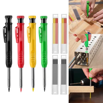 8 шт. /компл. Твердый плотницкий карандаш, столярный маркер, инструмент для разметки карандашом для деревообработки, многоцветный со встроенной точилкой