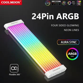 COOLMOON Neon Line 8Pin/ 24Pin ARGB Светодиодная гибкая световая панель с синхронизацией 5 В, Многофункциональная поделка для блока питания