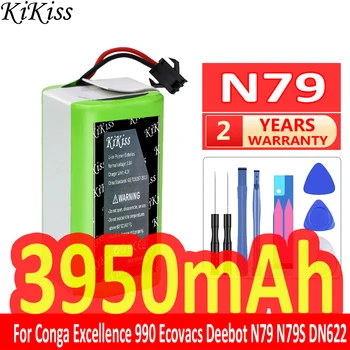 KiKiss N 79 3950 мАч Литий-ионный Аккумулятор для Conga 990 1090 Tesvor X500 Ecovacs Deebot N79 N79S DN622 Eufy RoboVac 11 11S RoboVac 30