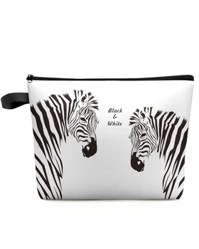 Nordic Zebra Animal Белая косметичка для макияжа, сумка для путешествий, женские Косметические сумки, Органайзер для туалета, Пенал для хранения детей