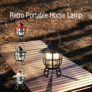 NV Новая Портативная Ретро-походная лампа 360 ° Винтажный Походный фонарь Type-C Перезаряжаемый Светильник для палатки, Подвесной Светодиодный Фонарь для палатки с регулируемой яркостью