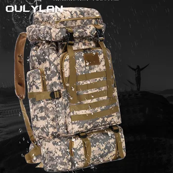 Oulylan 80L Большая емкость, водонепроницаемая камуфляжная сумка для альпинизма, тактический рюкзак для отдыха, спорт на открытом воздухе, пеший туризм, рюкзак для путешествий
