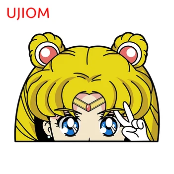 UJIOM 13 см X 9,8 см Sailor Moon Peeker Наклейки На Стены Водонепроницаемый Креативный Виниловый Выключатель Света В Ванной Наклейка Для Домашнего Декора Фреска