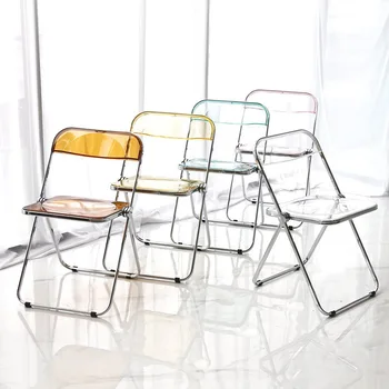 Акриловый складной стул DG-5, скандинавский хрустальный стул, складной стул в стиле ins, магазин одежды для чая с молоком, открытый прозрачный стул