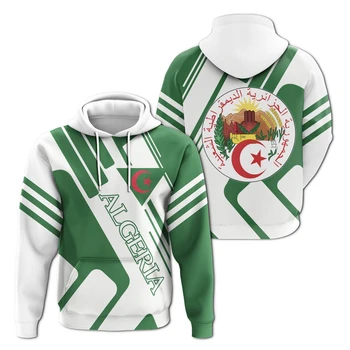 Африканская мужская одежда, пуловер с капюшоном, повседневный спортивный принт, толстовка с логотипом уличной Алжирской акции, осень и зима, Новый флаг