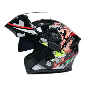 Байкерский шлем Pig Flip Up, Износостойкие аксессуары для мотоциклов, Дышащий шлем для мотокросса, защита головы от падения для мужчин, M-3XL