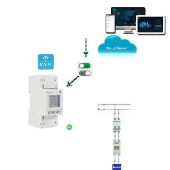 Беспроводной интеллектуальный пульт дистанционного управления Wifi, однофазный электрический микропереключатель с дисплеем учета энергии