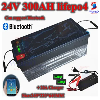 Водонепроницаемый 24V 300AH lifepo4 литиевый Аккумулятор bluetooth APP BMS для 2400W Инверторных Солнечных Систем golf cart + Зарядное устройство 20A