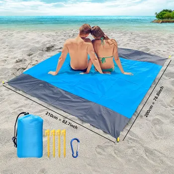 Водонепроницаемый пляжный коврик для кемпинга, Удобный складной, двухцветный, для пикника, Влагостойкий, из полиэстера, карманы в клетку, Устойчивые к грязи газоны
