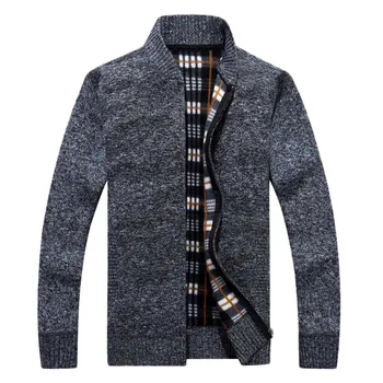 Всесезонное однотонное мужское пальто-кардиган, Корейские теплые рубашки-свитера, Высококачественный трикотаж, Корейский осенне-зимний свитер, куртка