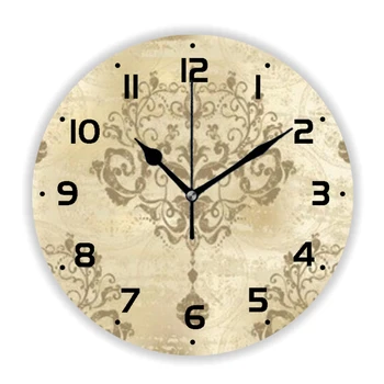 Гранж Природа Дамасский Цветочный узор Викторианское барокко Настенные часы для гостиной Кухни Спальни Антикварные Королевские настенные часы Декор