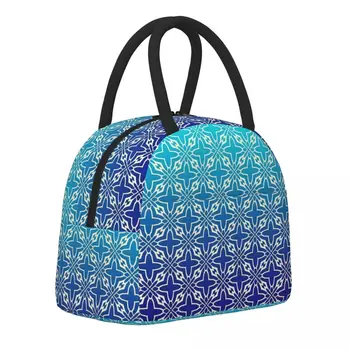 Двухцветная сумка для ланча с винтажным принтом, Симпатичный ланч-бокс для путешествий с ребенком, Переносная сумка-холодильник, термосумки для ланча с принтом
