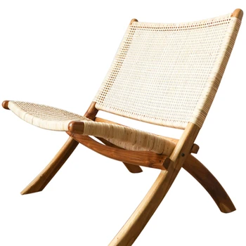 Деревянная удобная мебель Складной уличный стул из массива дерева из ротанга