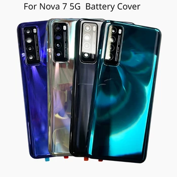Для Nova 7 Стеклянная Задняя Крышка 5G Для Huawei Nova 7 Запасные Части Задний Корпус Стеклянный Чехол Задней Двери + Клей