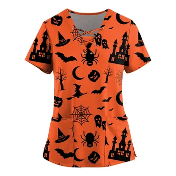 Женская футболка, элегантная модная одежда для отпуска с принтом летучей мыши и паука на Хэллоуин, женская праздничная футболка Vestidos