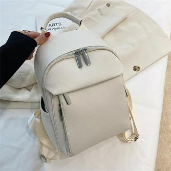 Женский рюкзак 2023 года выпуска, Новая роскошная дизайнерская однотонная сумка на одно плечо из мягкой кожи большой емкости для студенческих путешествий