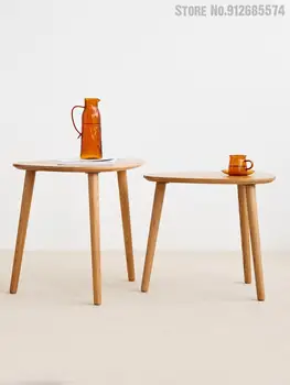 Журнальный столик из цельного дерева в скандинавском стиле, простая современная мебель для гостиной небольшой квартиры, чайная пара специальной формы, диванная пара