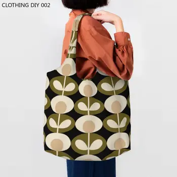 Забавный принт Orla Kiely, цветочная сумка для покупок, моющаяся холщовая сумка для покупок, абстрактные скандинавские сумки, сумка для фотографий, одежда для фотосъемки