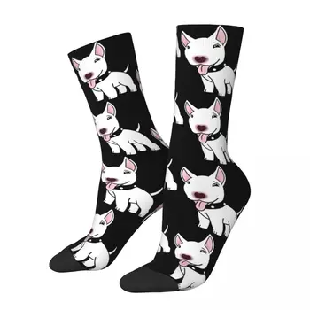 Забавный Счастливый носок для мужчин Белый Винтажный Бультерьер для домашних собак С качественным рисунком, Повседневный подарок