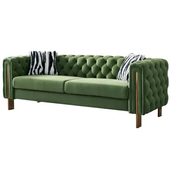 Зеленый современный бархатный диван, простой в сборке, мягкий и удобный для внутренней мебели для гостиной