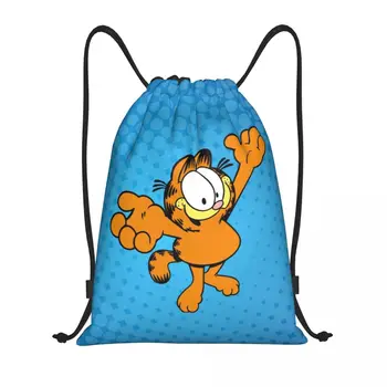 Изготовленный на заказ рюкзак Garfields с завязками, сумки для женщин и мужчин, легкий спортивный рюкзак с котом из мультфильма 