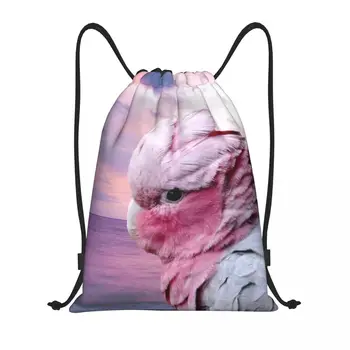 Изготовленный на заказ рюкзак на шнурке Parrot Galah Cockatoo для тренировок, рюкзаков для йоги, Мужской Женский рюкзак для занятий птичьим спортом, для тренажерного зала