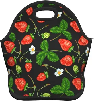 Изолированная неопреновая сумка для ланча с фруктами и клубникой, многоразовая сумка для ланча для кемпинга, фитнеса для девочек и мальчиков