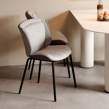 Итальянские роскошные обеденные стулья Домашнего искусства, кожаные стулья со спинкой, Дизайнерская мебель для столовой, высококлассный ресторанный стул B