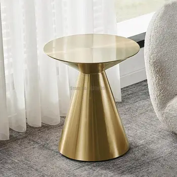 итальянский дизайн, современный журнальный столик из нержавеющей стали, роскошные круглые столы, золотой приставной столик для мебели для гостиной