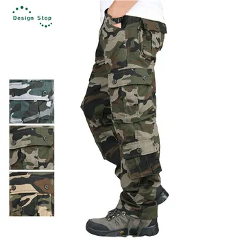 Камуфляжные брюки-карго, мужские повседневные мешковатые боевые свободные брюки, военные камуфляжные тактические брюки, Размер 44