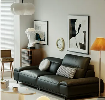 Кожаный диван для гостиной Napa Итальянский легкий роскошный простой современный домашний диван с прямым рядом