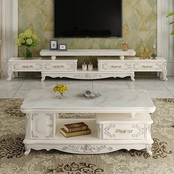 Комбинация журнального столика и ТВ-шкафа в европейском стиле из мрамора, современная и минималистичная гостиная, бытовой ТВ-шкаф с каменной панелью, l