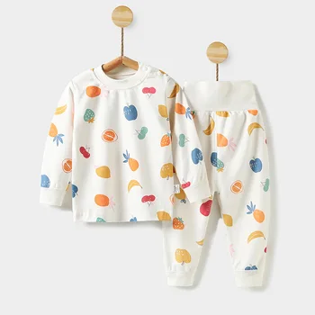Комплект детской осенней одежды из чистого хлопка с высокой талией для новорожденных, детская одежда для детей 0-3 лет, брюки для мальчиков и девочек