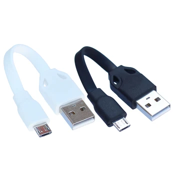 Короткий кабель Micro USB длиной 10 см, мягкий плоский кабель для передачи данных и зарядки из TPE, шнур для синхронизации зарядки мобильного телефона