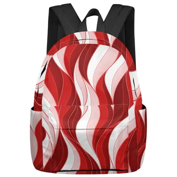 Красная рябь Абстрактных линий, женские и мужские рюкзаки, водонепроницаемый школьный рюкзак для студентов, рюкзак для ноутбука для девочек, Mochilas