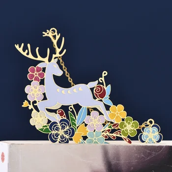 Красочная закладка Kawaii Fortune Deer Из сплава с искусством Портативная Подвеска Для чтения Аксессуары для скрепок Escolar Papelaria Канцелярские Принадлежности