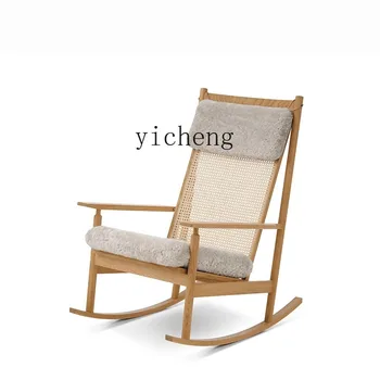 Кресло-качалка из массива дерева ZC, Плетеное из натурального ротанга, Кресло для отдыха, кресло для сна, кресло для отдыха на балконе