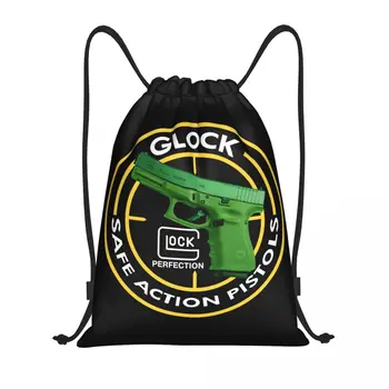 Крутой рюкзак Glock 19 на шнурке, Женский Мужской Спортивный рюкзак для спортзала, Складной Пистолет США, Сумка для покупок, Сумка
