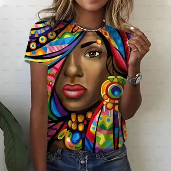 Летняя новая футболка с 3D-принтом для африканских девушек, модная женская футболка с круглым вырезом, уличная одежда Harajuku, топы для сексуальных девушек, футболки