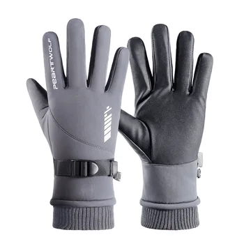 Лыжные перчатки для мужчин, Уличные Зимние Термальные Водонепроницаемые Ветрозащитные Спортивные Велосипедные Лыжные перчатки, варежки для сноуборда с сенсорным экраном