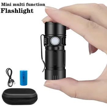 Мини-фонарик со светодиодной подзарядкой, портативный USB-фонарик для зарядки, мощный кемпинг, Водонепроницаемый фонарь дальнего действия